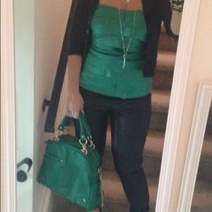 Shamrock green satin cami w built in bra